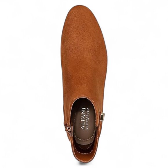 Alfani Womens Brown Hardware Accent Padded Paam Almond Toe Block Heel Zip-up Dre - Picture 3 of 5